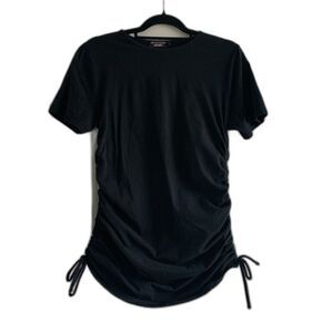 Pretty Little Thing Maternity Women Top Size 12 Black Ruched Casual Short Sleeve